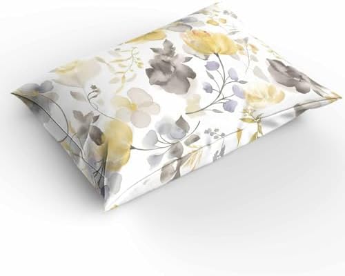 Boanket 3-Piece Twin Bedding Set Yellow Grey Botanical