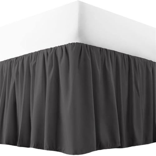 3 Sided Split Dust Ruffled Bed Skirt in Gray