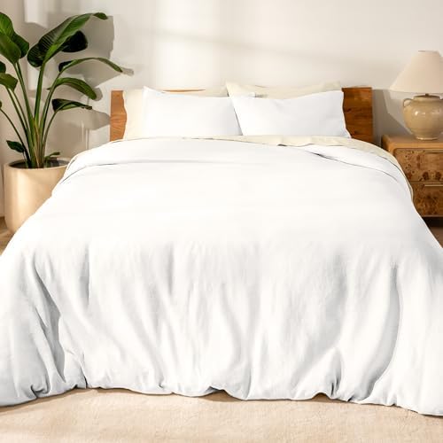 Bare Home Linen Duvet Cover Set - TwinTwin XL Soft White