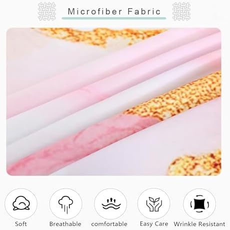 EDGZKO Pink Marble Twin Bed Sheet Set 3PC
