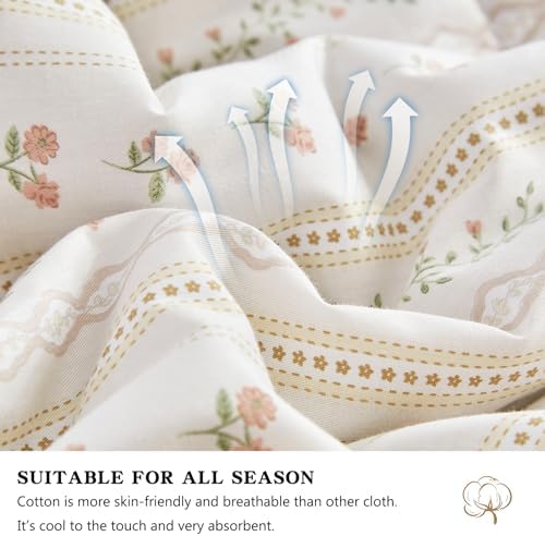 Joyreap 3pcs Pink Flower Stripes Comforter Set for Girls