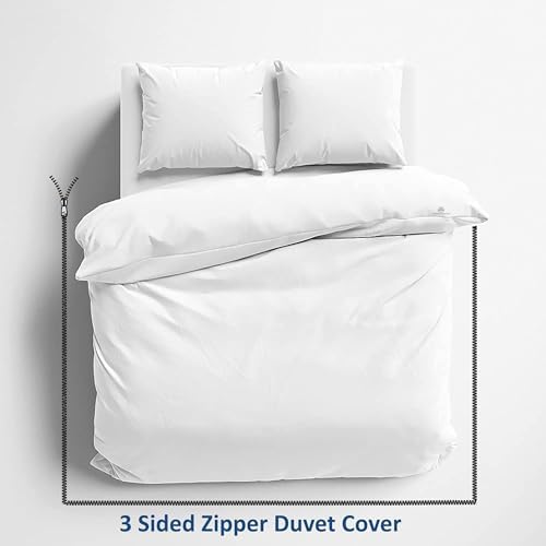 3 Side Zipper Queen Duvet Cover Set - White