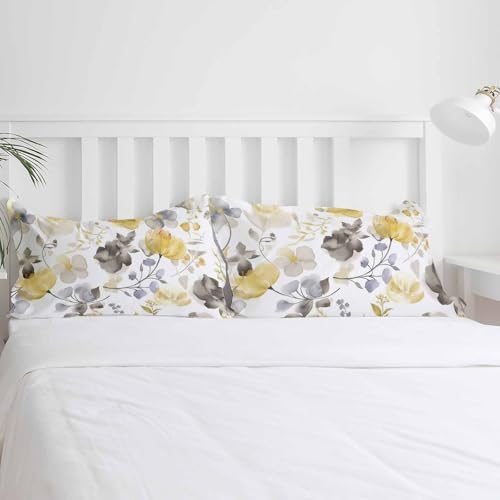 Boanket 3-Piece Twin Bedding Set Yellow Grey Botanical