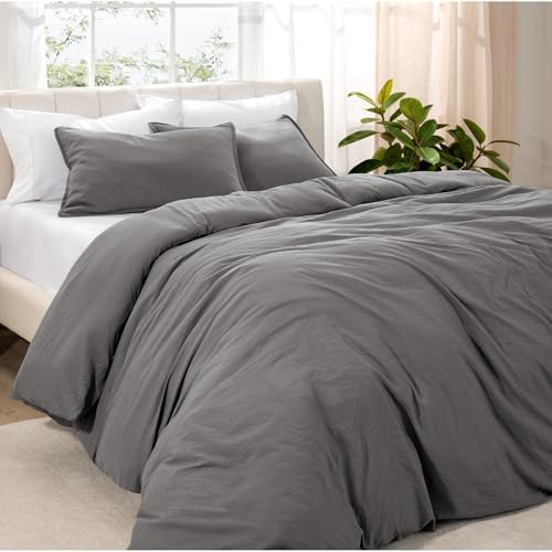 Bare Home Ultra Soft Microfiber Duvet Cover Set with Pillow Sham Grey Twin