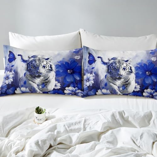 Erosebridal Tiger Bed Sheet Set with Daisy Flowers