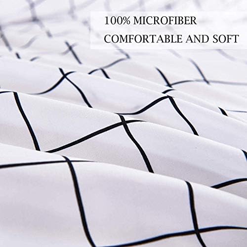 Nanko Twin Duvet Cover Set 68x90 Inch White Plaid