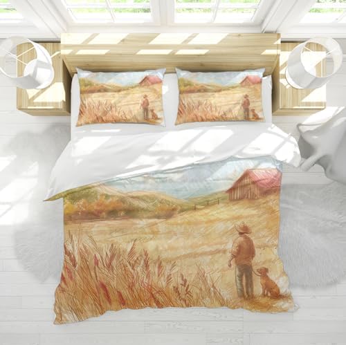 HOBBOY Kids Duvet Cover Set Animal Print Farmhouse
