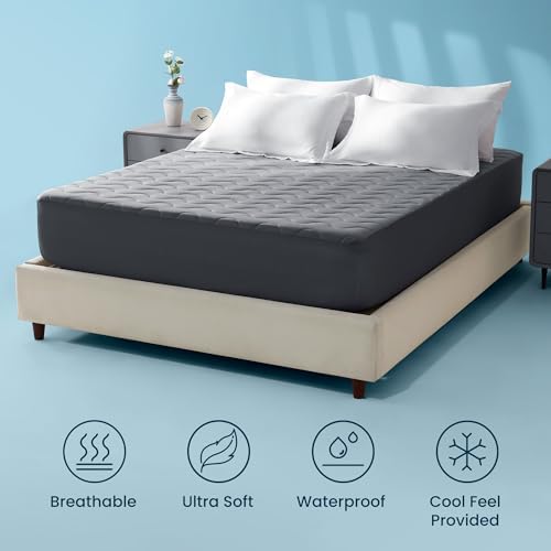 Sleep Zone Queen Cooling Mattress Pad with Waterproof Protection
