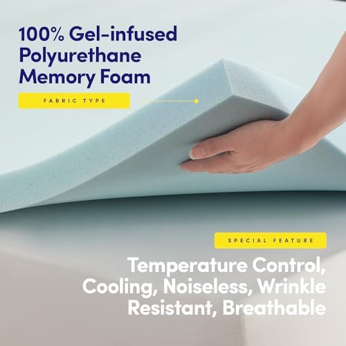 Sweet Home Collection 2 Inch Gel Memory Foam Mattress Topper Queen Blue