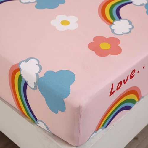 SDY 3PCS Rainbow Fitted Sheet Set for Kids