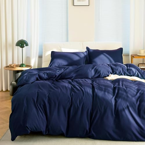 KINMEROOM Navy Blue Duvet Cover Set for Kids