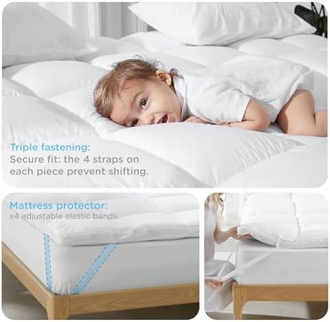 KUB Mattress Topper with Cooling Protector and Fitted Sheet Set