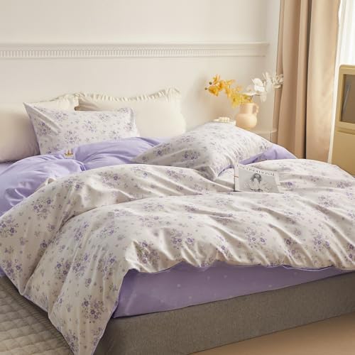 HighBuy Purple Botanical Flower Duvet Cover Set Twin XL