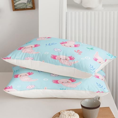 QOOMO Kawaii Axolotl 3D Quilt Comforter Set for Kids