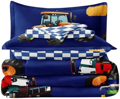 Leaflin Tractor Bedding Set for Kids - 5 Piece Twin