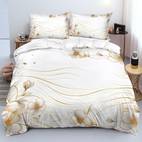 Cherry Blossom Duvet Cover Set Queen Size with Zipper and Pillowcases