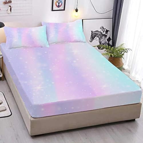 MUSOLEI Colorful Girls 3D Rainbow Sheet Set