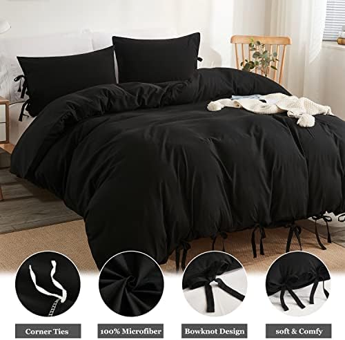 Annadaif Black Duvet Cover King Size 3 Piece Set
