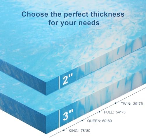 Bynex 3 Inch Twin Memory Foam Mattress Topper with Cooling Gel 1
