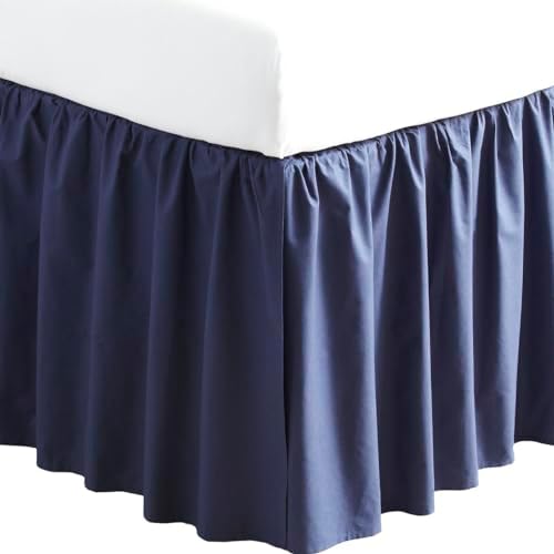 3 Sided Split Corner Dust Ruffled Bedskirt - Navy Blue