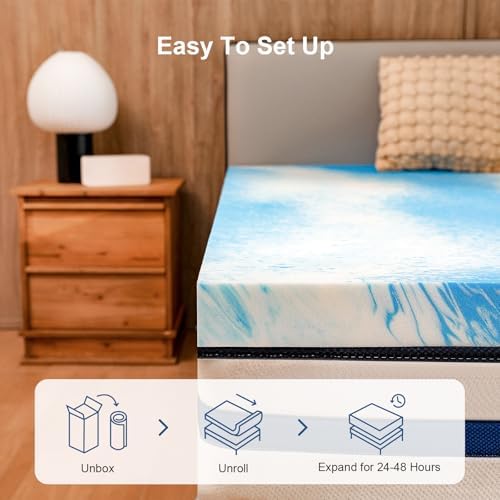 Bynex 3 Inch Twin Memory Foam Mattress Topper with Cooling Gel 1