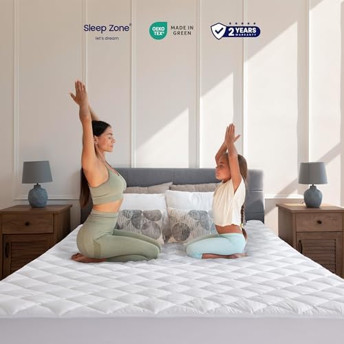 SLEEP ZONE Cooling Mattress Pad King Size Non-Slip Breathable