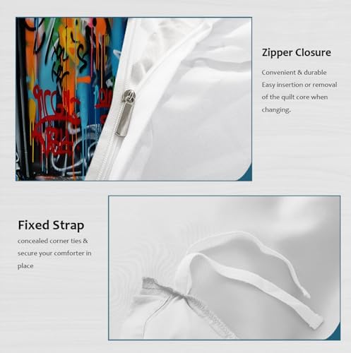 HOBBOY Hip Hop Graffiti Duvet Cover Set 3 Pieces