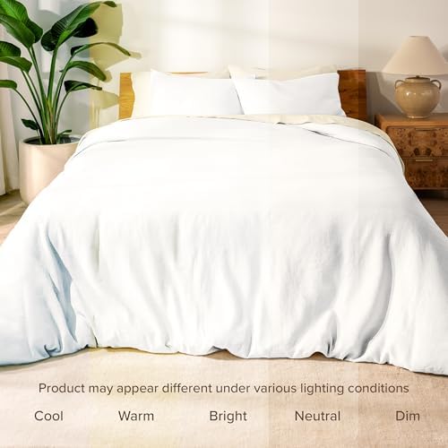 Bare Home Linen Duvet Cover Set - TwinTwin XL Soft White