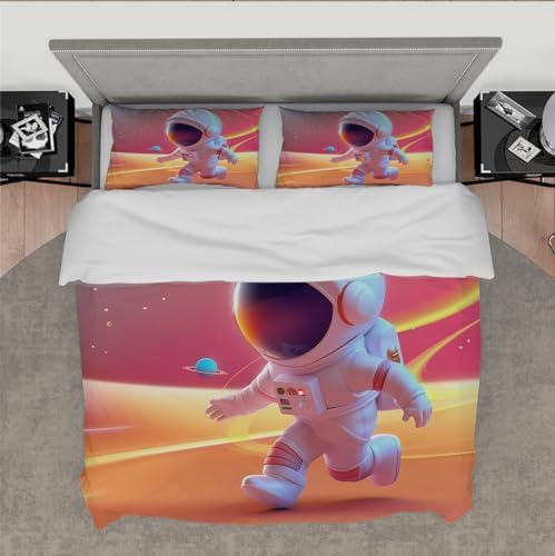 HOBBOY Bright Colors Astronaut Kids Duvet Cover Set