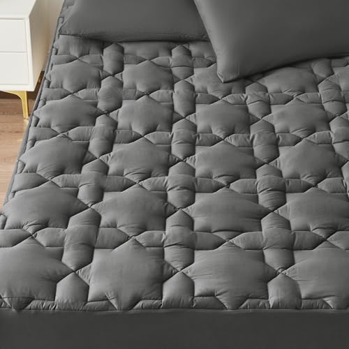 CozyLux Dark Grey Mattress Pad with Deep Pocket