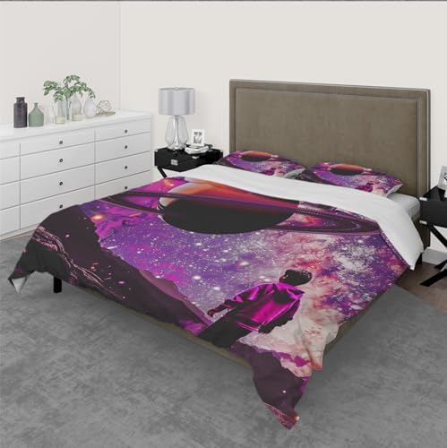 HOBBOY Purple Space Themed Duvet Cover Set
