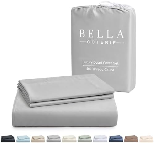 Bella Coterie Bamboo Viscose Queen Duvet Cover Set Grey Mist