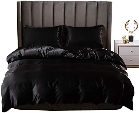 Erosebridal Black Silk Comforter Cover Set Queen Size