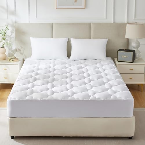 CozyLux Cal King Mattress Pad Deep Pocket 21 Non Slip Cotton Cooling Topper