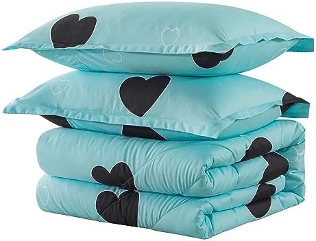 Caressma Love Heart Pattern King Size Comforter Set