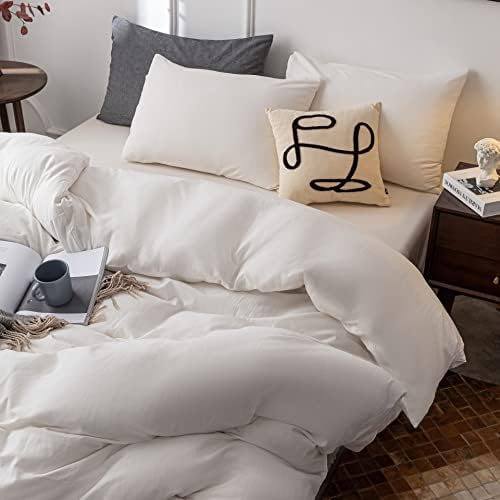 Janlive 100 Cotton Duvet Cover Set Twin - 2 Pieces White