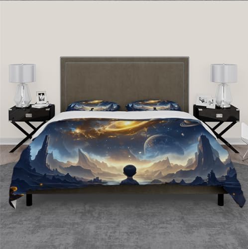 Kids Space Planets Duvet Cover Set 3 Piece