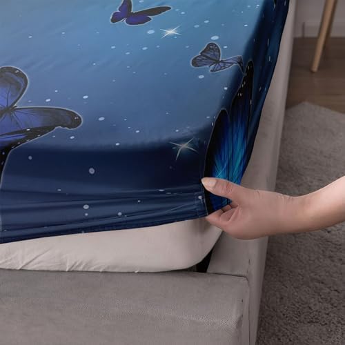 Blue Butterfly Kids Sheets Set 4Pcs