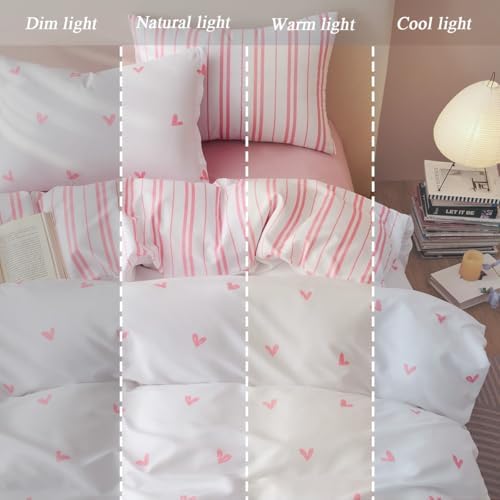 Erwinmu Heart Pattern Duvet Cover Set Twin Size