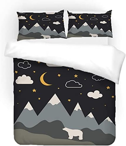 LTAETHC Mountain Range Bear Duvet Cover Set Twin Size