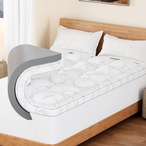 Homemate Twin XL Mattress Topper with Cooling Gel and Fluffy Pillow Top