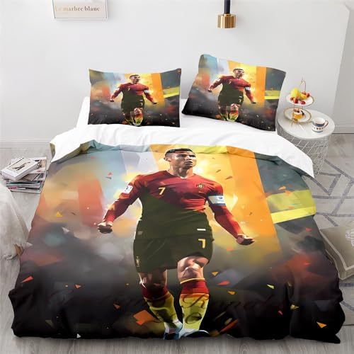 ADTEMP Soccer Duvet Cover Set 3 Piece for Kids Boys Girls