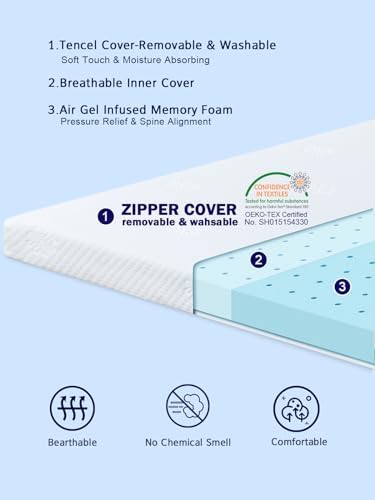 SR Red Sunrising 3 Inch Memory Foam Mattress Topper