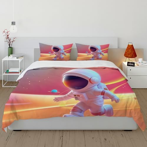 HOBBOY Bright Colors Astronaut Kids Duvet Cover Set