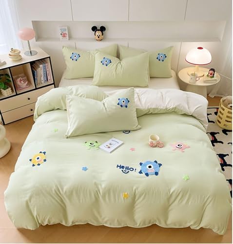 Washed Cotton Cartoon Duvet Cover Set Queen Size
