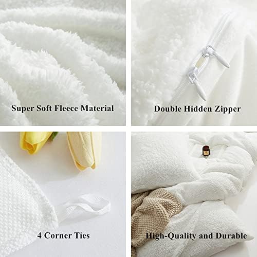 CinYana Sherpa Fleece Duvet Cover Set 5 Piece Reversible