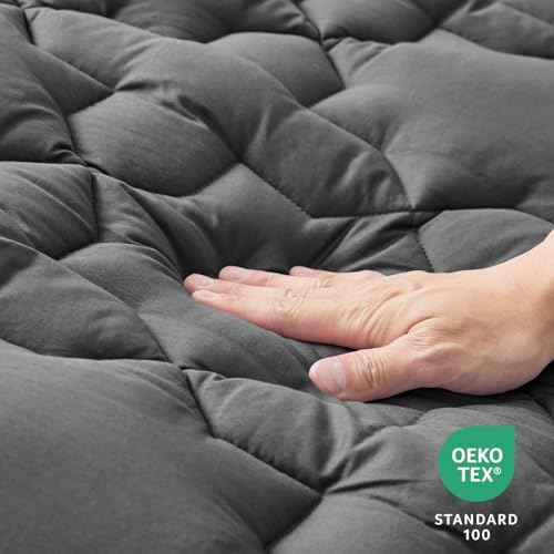 CozyLux Dark Grey Mattress Pad with Deep Pocket
