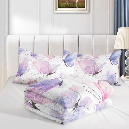 Kids Comforter Set Butterflies Pattern 3PCS All Season