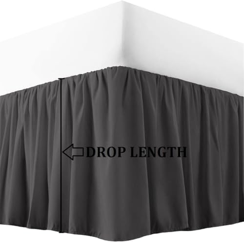 3 Sided Split Dust Ruffled Bed Skirt in Gray