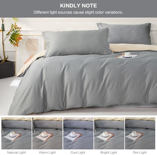 SAPHREAS Grey Duvet Cover Set Twin Size 2 Pieces